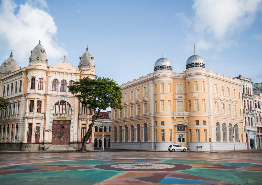 O Marco Zero, ponto turístico no Bairro do Recife